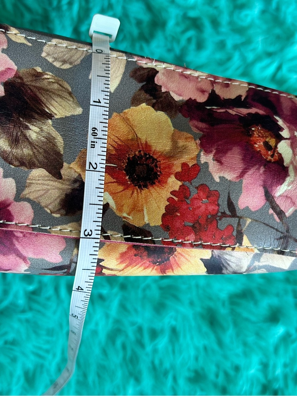 Cavalcenti Floral Print Wristlet Clutch in Gray with Pink & Yellow Blooms - Picture 16 of 16